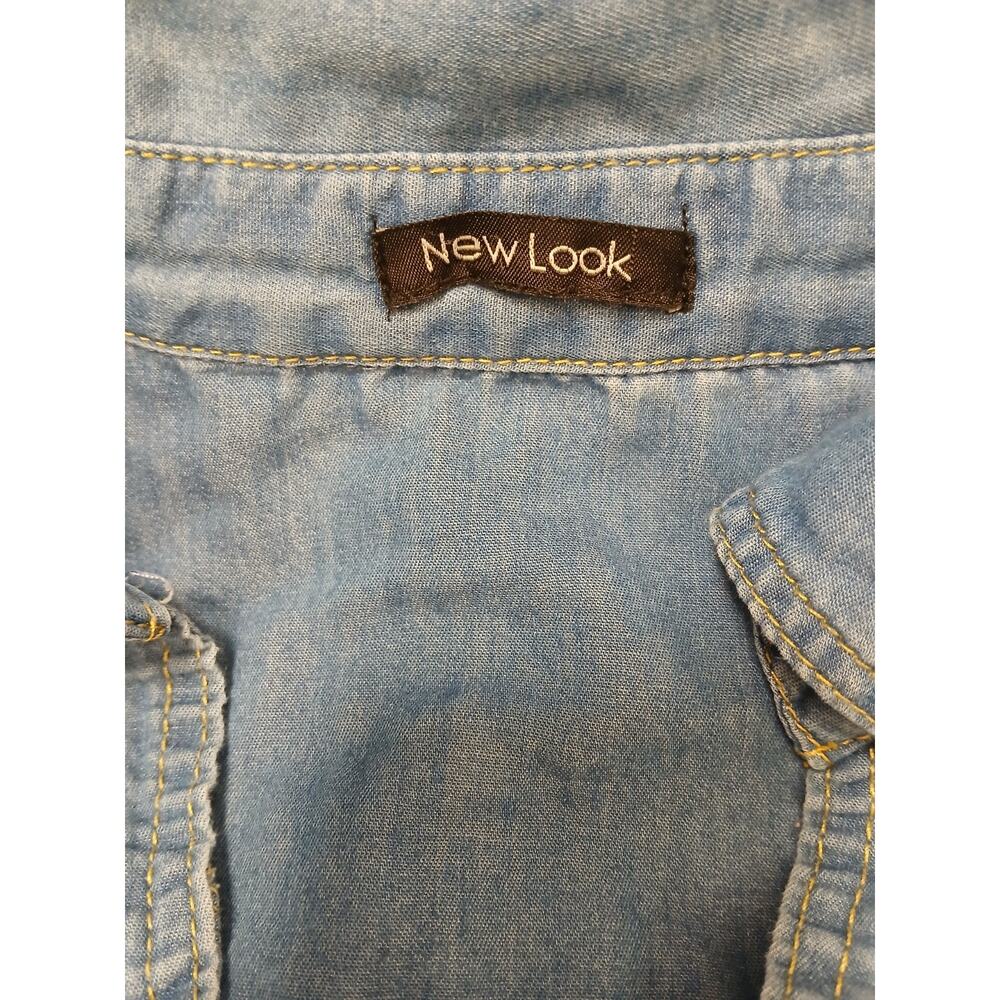 New Look Womens Shirt Dress Midi Sz XL Blue Denim Button Up Studio Art Lagenlook - Picture 12 of 15